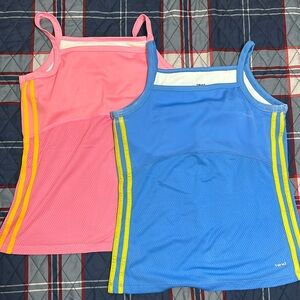 2 ActiveWear Workout Tank Tops Mess Bottoms Bra Shell by Hind Pink Blue Size L